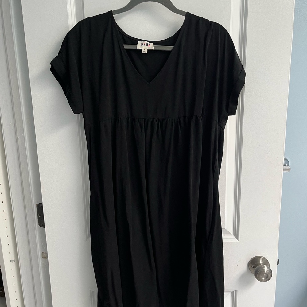 PinkBlush MATERNITY black rolled cuff dress